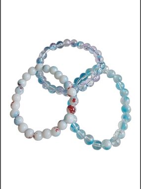 Unisex Beaded Stretch Bracelets w/ Natural Stone Gemstones